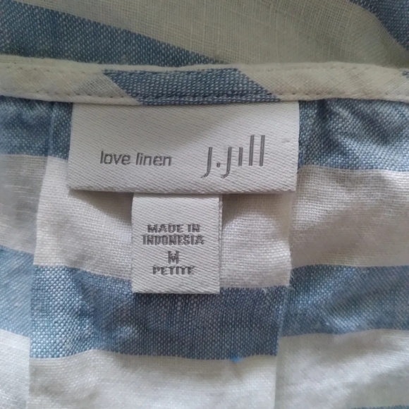 J Jill Love Linen Blue & White Striped Sleeveless dress, size Medium Petite - Picture 3 of 8